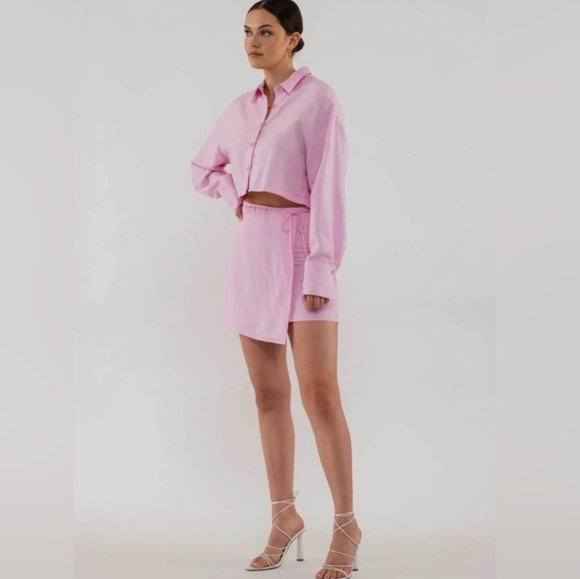 🩷 Pink Tie Waist Skirt - Picture 2 of 4